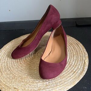 J.Crew Leather Suede 1” Block Kitten Heel Ballet Flats Size 7